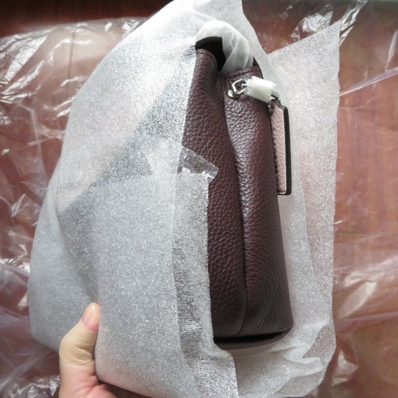 COACH Tammie Shoulder Bag In Colorblock Burgundy Pink Silver Hardware - Picture 15 of 15